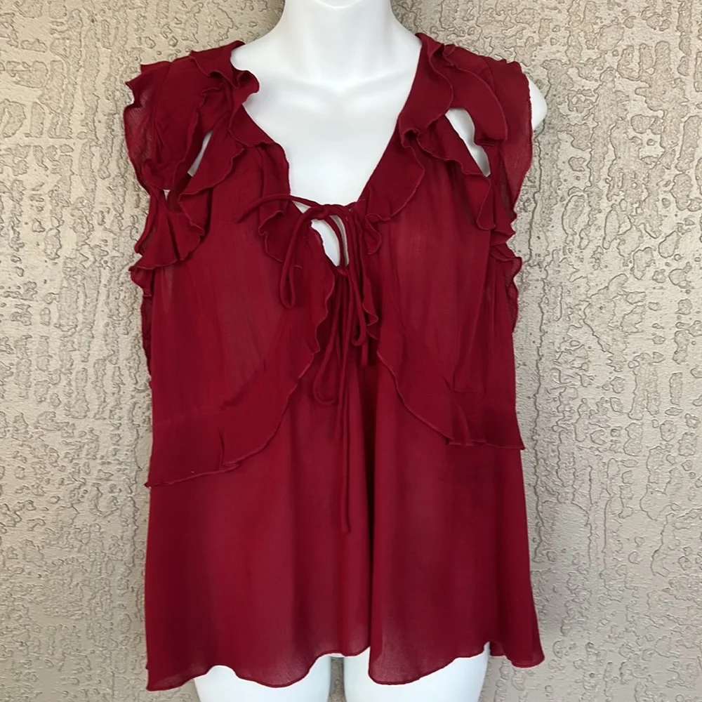IRO Red Ruffle Top - Picture 3 of 11
